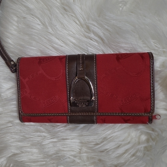 CHAPS Red Wristlet Snap Close Wallet with Silver Embellishment - Picture 5 of 7